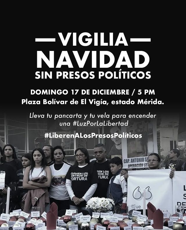 Diario Frontera, Frontera Digital,  Jorge Bello Taborda, Presos Políticos, El Vigía, municipio Alberto Adriani, El Vigía Panamericana, ,Vigilia por una navidad sin presos políticos