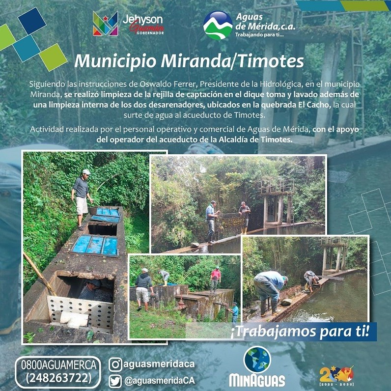 Diario Frontera, Frontera Digital,  AGUAS DE MÉRIDA, TIMOTES, OSWALDO FERRER, JEHYSON GUZMÁN, MINISTRO RODOLFO MARCO TORRES, Páramo, ,Trabajadores de Aguas de Mérida efectuaron 
labores de mantenimiento en acueducto de Timotes