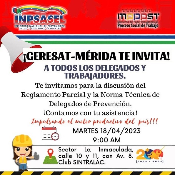 Diario Frontera, Frontera Digital,  Inpsael, ASAMBLEA DE TRABAJADORES, SITRALAC EL VIGÍA, El Vigía Panamericana, ,Inpsael convoca a los delegados de prevención 
y trabajadores a una asamblea en Sintralac El Vigía