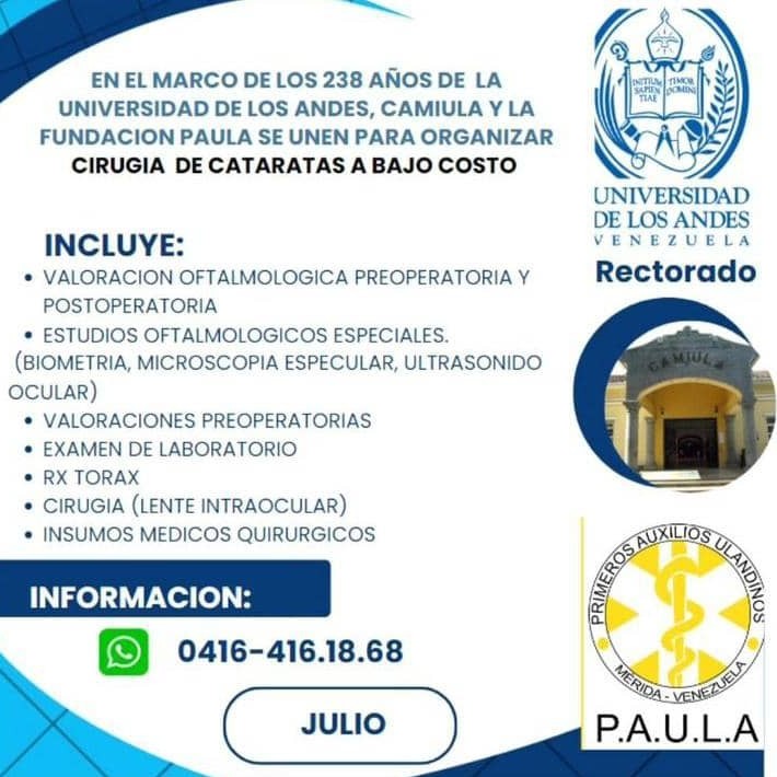 Diario Frontera, Frontera Digital,  FUNDACIÓN PAULA, CAMIULA, Salud, ,La Fundación PAULA y la Universidad de Los Andes 
ofrecen soluciones oftalmológicas a bajo costo