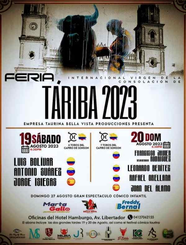 Diario Frontera, Frontera Digital,  Virgen de la Consolación, TOROS EN TÁRIBA, Entretenimiento, ,Táriba luce carteles de renombre en el marco de su feria