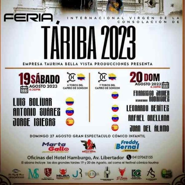 Diario Frontera, Frontera Digital,  Virgen de la Consolación, TOROS EN TÁRIBA, Entretenimiento, ,Táriba luce carteles de renombre en el marco de su feria