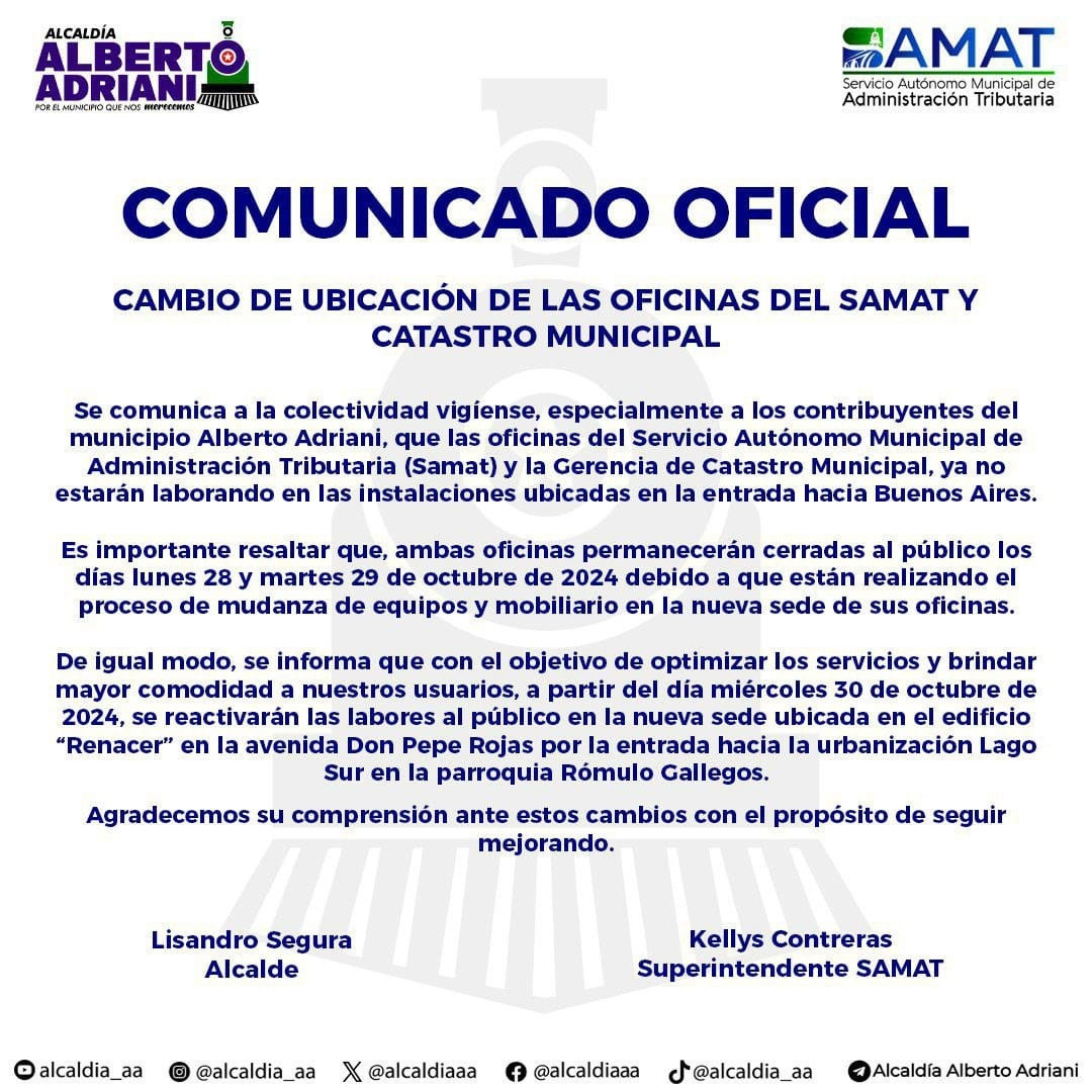 Diario Frontera, Frontera Digital,  El Vigía Panamericana, ,Samat Alberto Adriani laborará este miércoles en su nueva sede