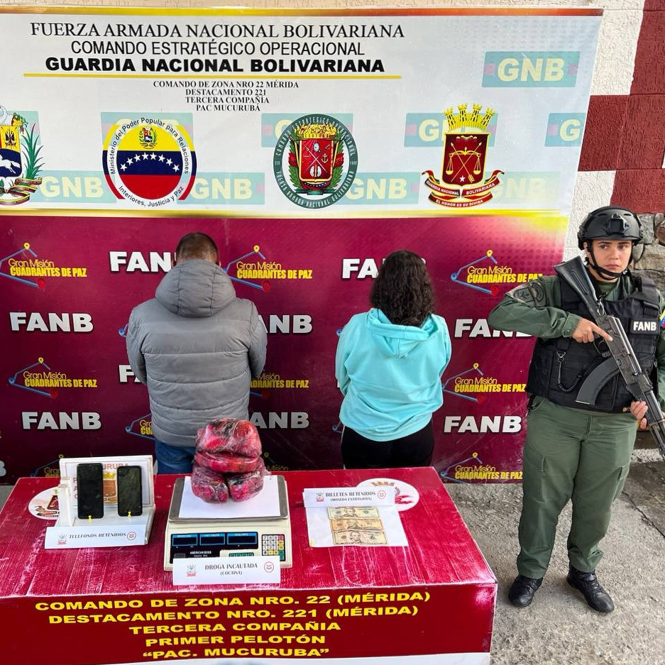 Diario Frontera, Frontera Digital,  Sucesos, ,GNB capturó pareja con casi 5 kilos de cocaína en Mucurubá