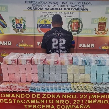 Diario Frontera, Frontera Digital,  Sucesos, ,GNB capturó a hombre con 93 fajos de bolívares fuera de circulación en Mérida