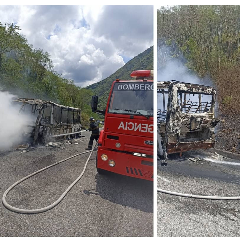 Diario Frontera, Frontera Digital,  Sucesos, ,Bomberos indagan causa del incendio de una unidad de transporte público en la autopista Rafael Caldera