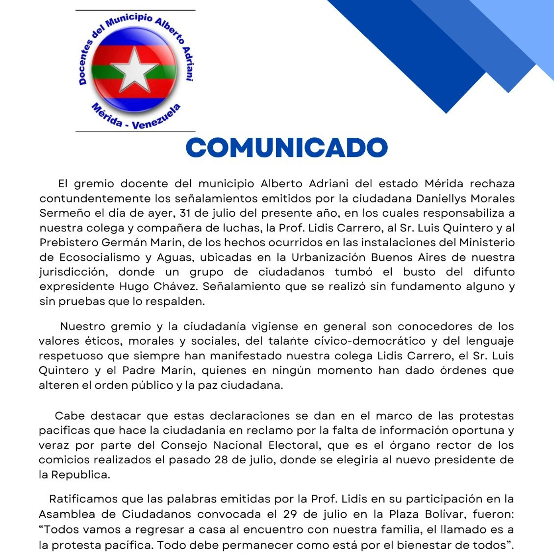 Diario Frontera, Frontera Digital,  El Vigía Panamericana, ,Gremio Docente de El Vigía rechaza los señalamientos emitidos por la dirigente del Psuv Daniellys Morales