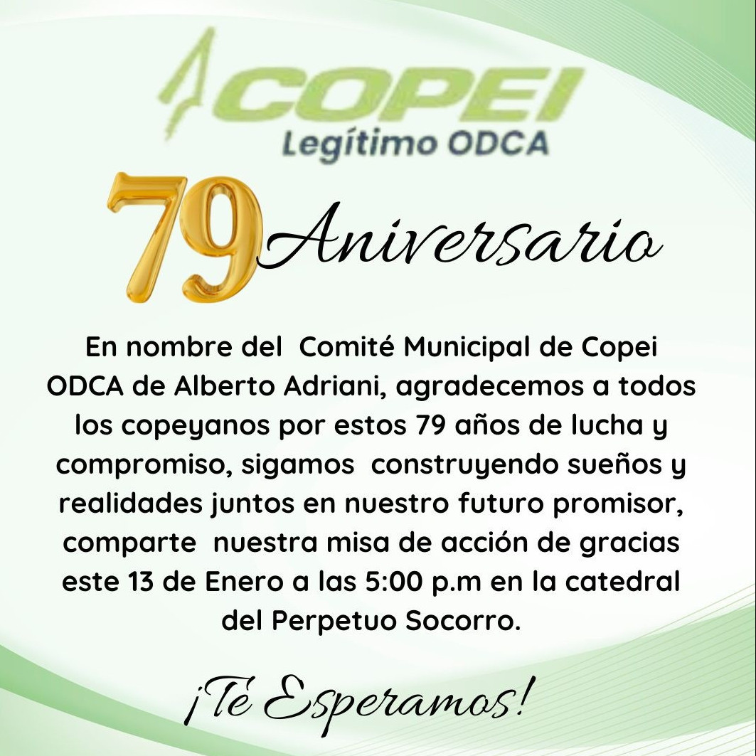 Diario Frontera, Frontera Digital,  El Vigía Panamericana, ,Copei conmemora su 79 aniversario
con un tedeum en la Catedral de El Vigía