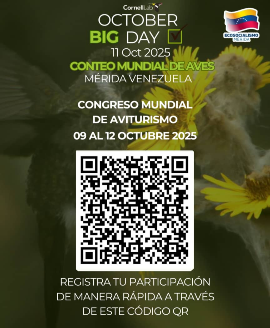 Diario Frontera, Frontera Digital,  Regionales, ,El gobernador del estado Bolivariano de Mérida, Arnaldo Sánchez, celebró la designación de Mérida como sede del congreso y reafirmó el compromiso del Ejecutivo regional con el turismo sostenible.,Congreso Mundial de Aviturismo reunirá en Mérida 
a expertos internacionales y promotores del turismo sostenible