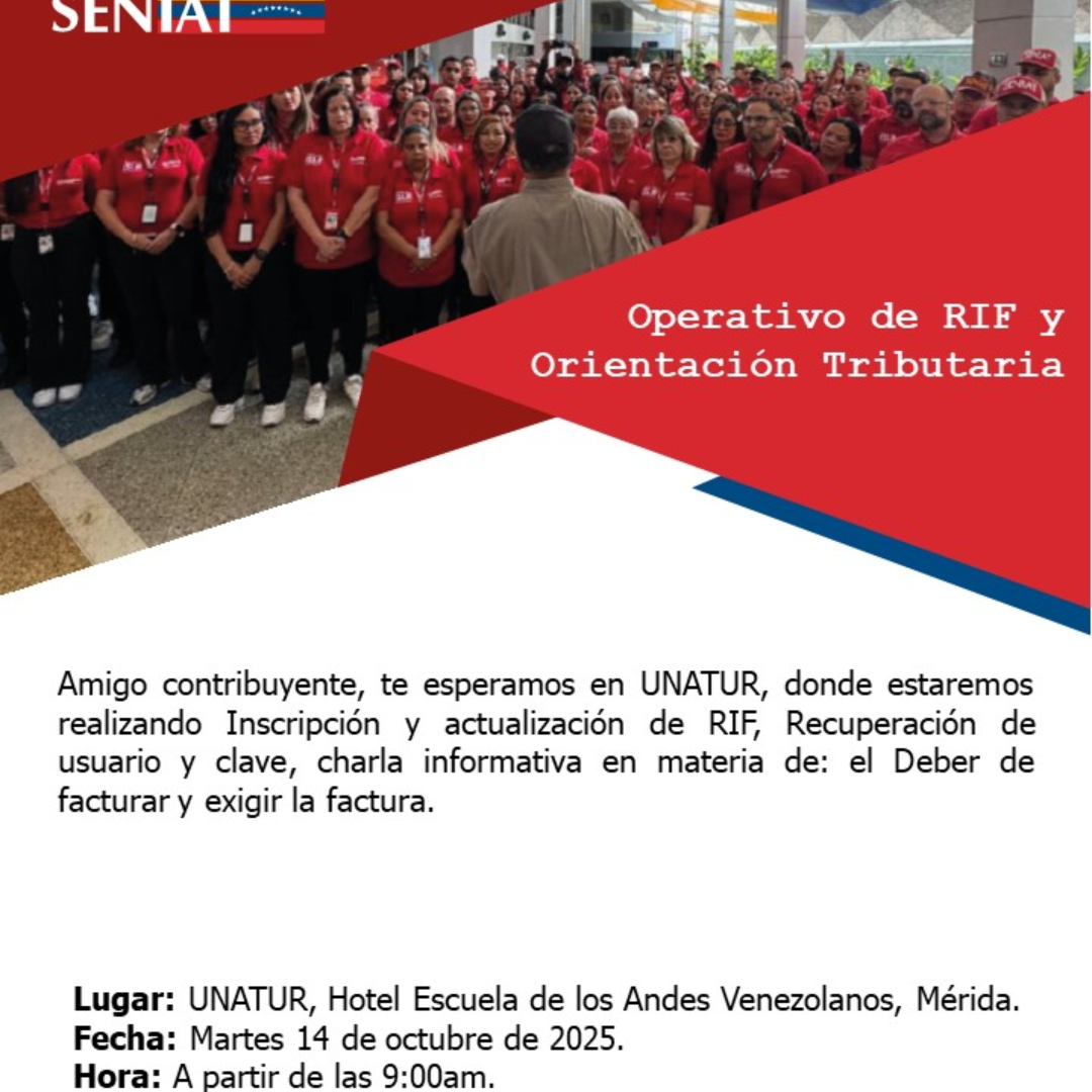 Diario Frontera, Frontera Digital,  Regionales, ,Operativo de RIF y orientación fiscal se realizará 
en el Hotel Escuela de Los Andes Venezolanos