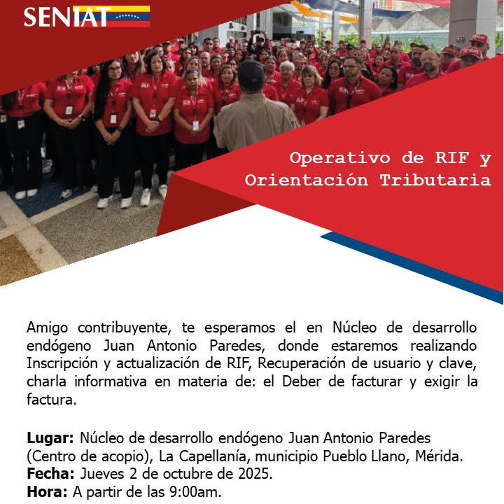 Diario Frontera, Frontera Digital,  Páramo, ,SENIAT activa operativo especial de RIF y orientación fiscal en Pueblo Llano