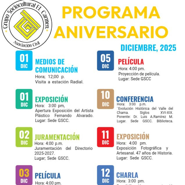 Diario Frontera, Frontera Digital,  El Vigía Panamericana, ,Grupo socio-cultural El Carmen inicia su programación aniversario hacia sus 50 años
