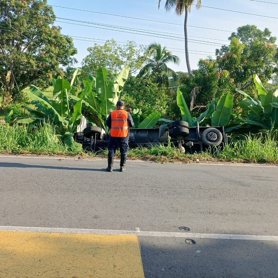 Diario Frontera, Frontera Digital,  Sucesos, ,Camión NPR se volteó en Puente Onia de El Vigía