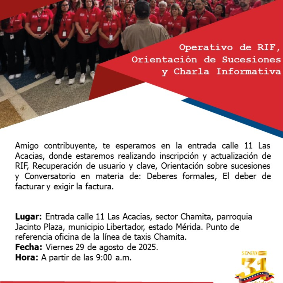 Diario Frontera, Frontera Digital,  Regionales, ,SENIAT realizará operativo especial de RIF 
y orientación al contribuyente en Jacinto Plaza