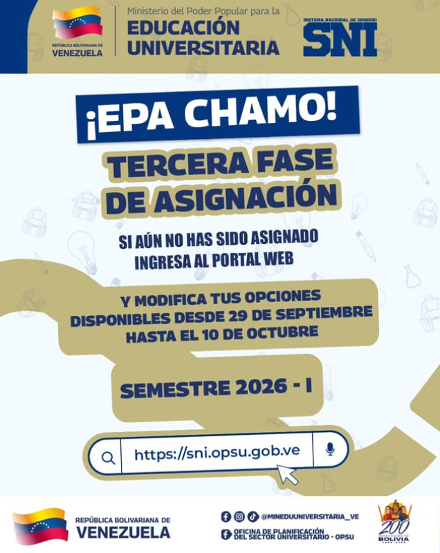 Diario Frontera, Frontera Digital,  Nacionales, ,Opsu abre una tercera oportunidad para bachilleres sin cupo en el SNI