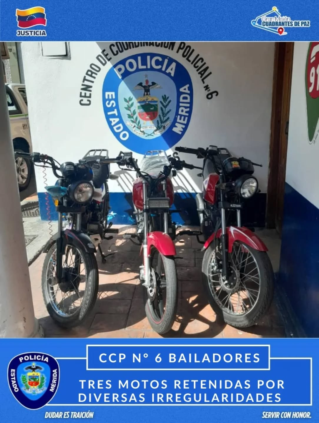 Diario Frontera, Frontera Digital,  Sucesos, ,Policía retuvo tres motocicletas
en operativo de seguridad en Bailadores