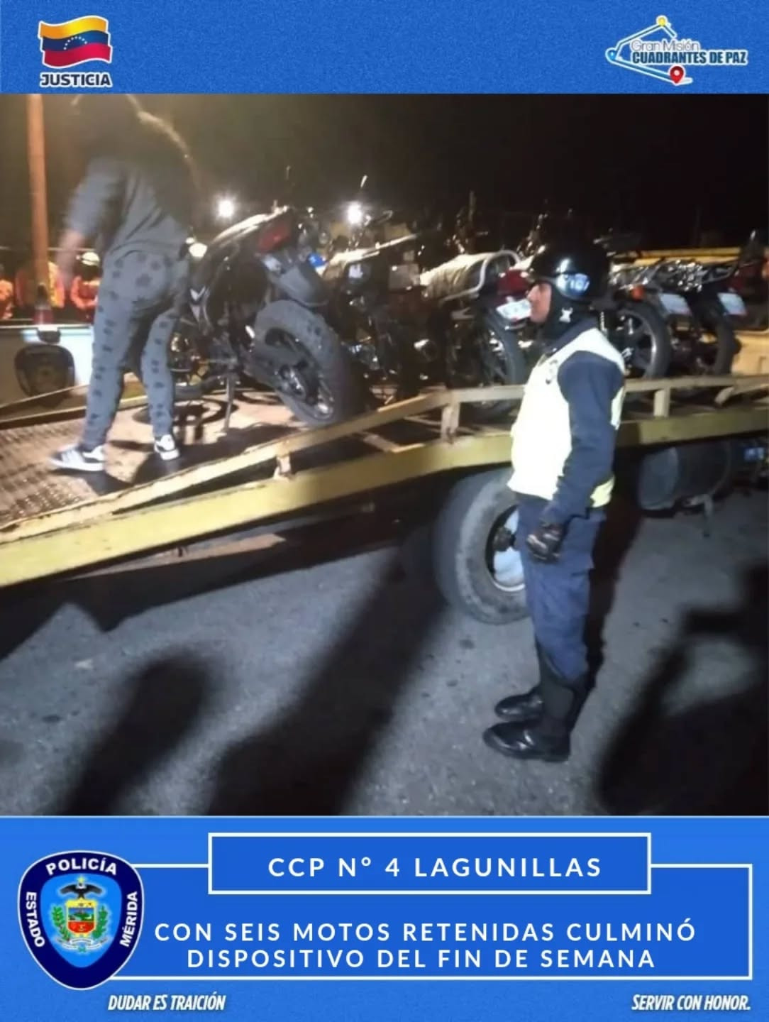 Diario Frontera, Frontera Digital,  Sucesos, ,Durante el dispositivo se realizaron recorridos preventivos, inspecciones y verificaciones en distintos puntos estratégicos,Policía finalizó con éxito dispositivo
 de seguridad en Lagunillas y San Juan de Mérida
