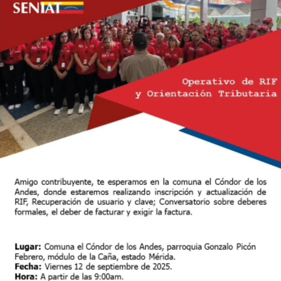 Diario Frontera, Frontera Digital,  Regionales, ,SENIAT desplegará operativo especial de RIF y orientación tributaria 
en la comuna El Cóndor de los Andes (El Valle)