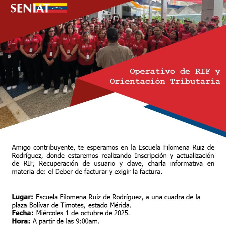 Diario Frontera, Frontera Digital,  Páramo, ,SENIAT reprograma operativo de RIF y orientación tributaria en Timotes