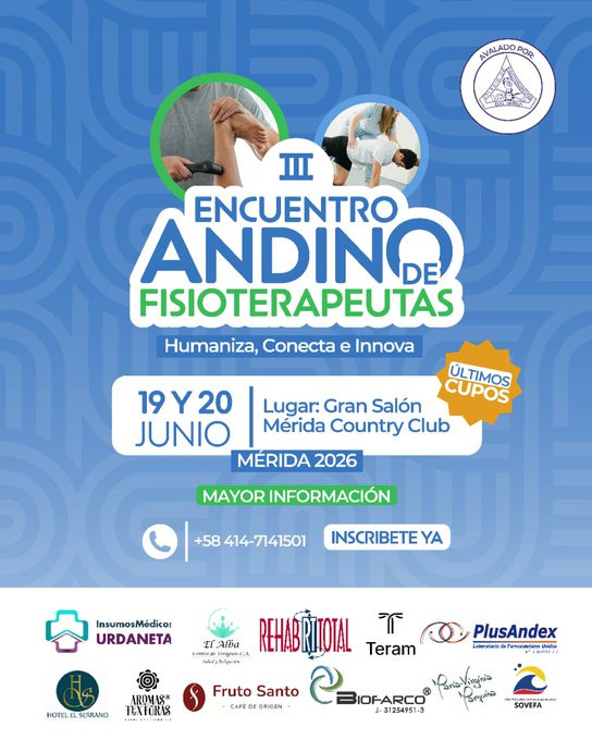 Diario Frontera, Frontera Digital,  Salud, ,Los interesados pueden asegurar su inscripción a través del número de contacto +58 414-7141501.,Mérida será sede del III Encuentro Andino de Fisioterapeutas
