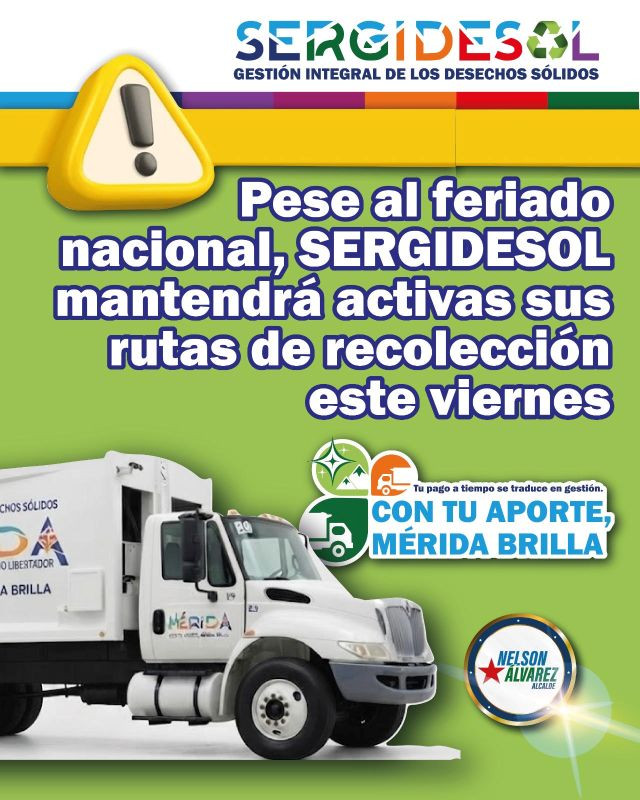 Diario Frontera, Frontera Digital,  Regionales, ,Sergidesol reitera su compromiso con el bienestar, la salud pública y el desarrollo sustentable de la ciudad de Mérida,Pese al feriado nacional, Sergidesol mantendrá activas 
sus rutas de recolección este 24 de julio