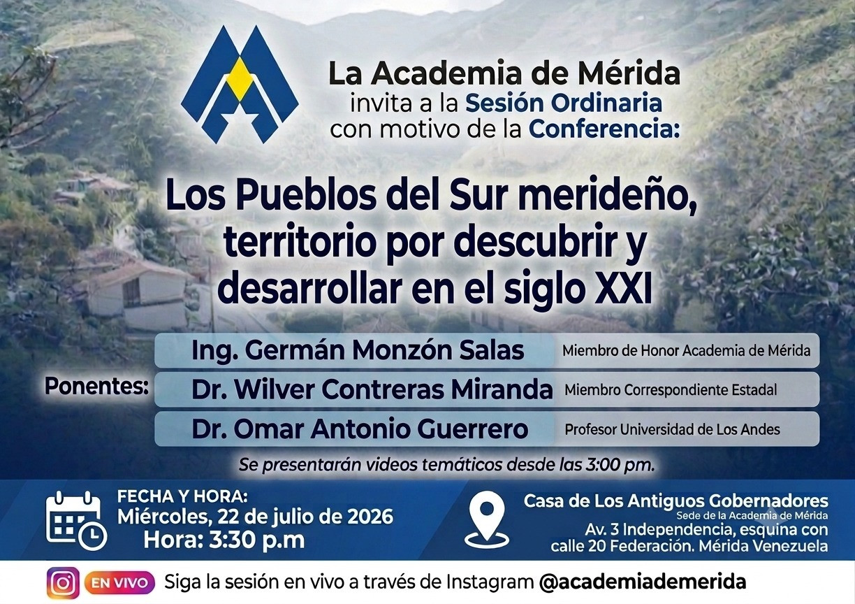 Diario Frontera, Frontera Digital,  Regionales, ,Germán Monzón Salas, Wilver Contreras Miranda y Omar Guerrero,  presentan en la sede de la Academia de Mérida el tema Los Pueblos del Sur Merideño,Territorio por descubrir y desarrollar en el siglo XXI,En la Academia de Mérida presentarán propuesta vial para los pueblos del sur