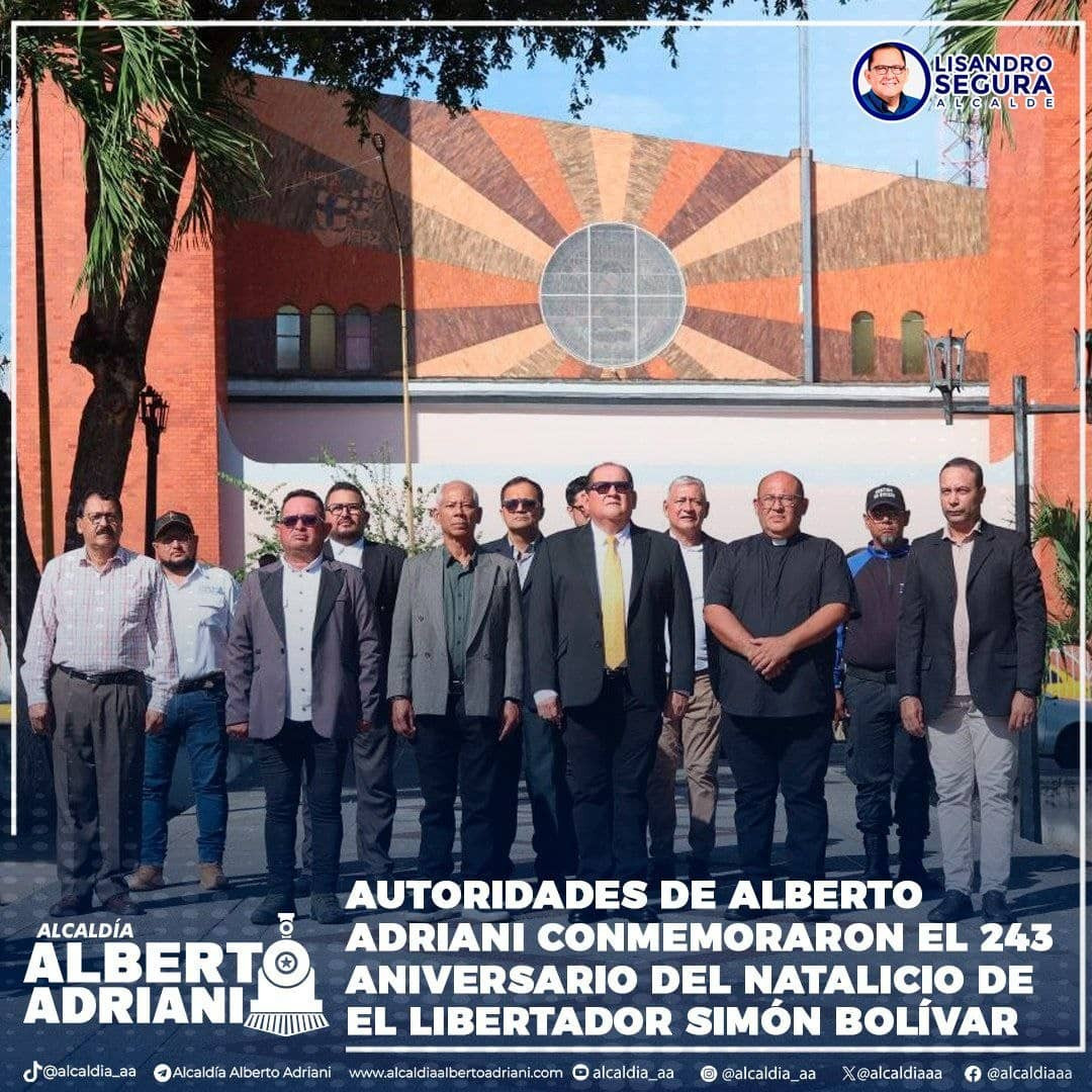 Diario Frontera, Frontera Digital,  El Vigía Panamericana, ,La Alcaldía del municipio Alberto Adriani reafirmó su compromiso con la promoción de la memoria histórica y los valores cívicos que fortalecen la identidad nacional,Alcalde Lisandro Segura reafirma compromiso con los valores bolivarianos 
en los 243 años del nacimiento de Simón Bolívar