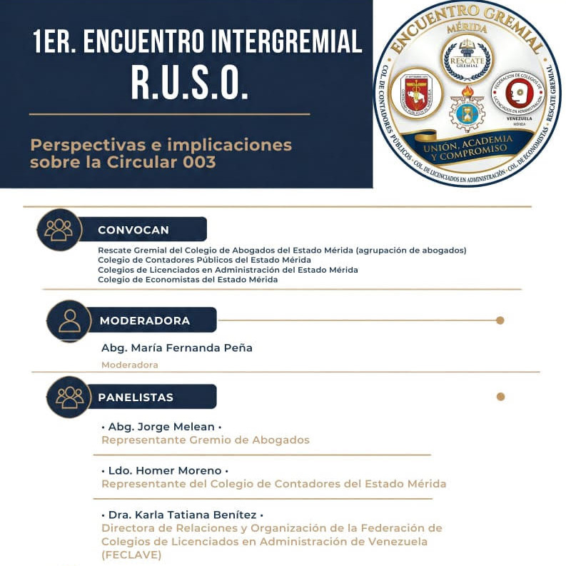 Diario Frontera, Frontera Digital,  Regionales, ,Colegio de Contadores Públicos de Mérida convoca al 1er Encuentro Intergremial R.U.S.O. 
sobre la Circular 003